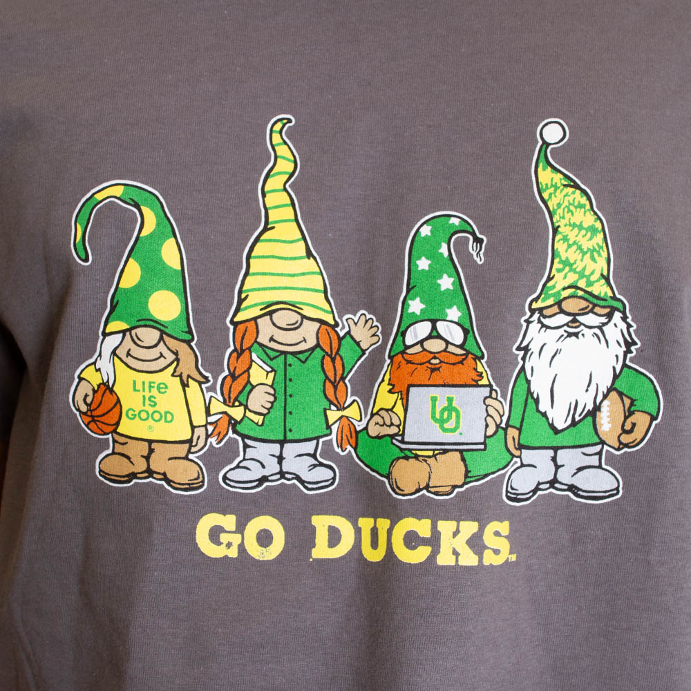 Go Ducks, Blue 84, Grey, Crew Neck, Cotton, Men, Life is Good, Four Gnomes, T-Shirt, 800460